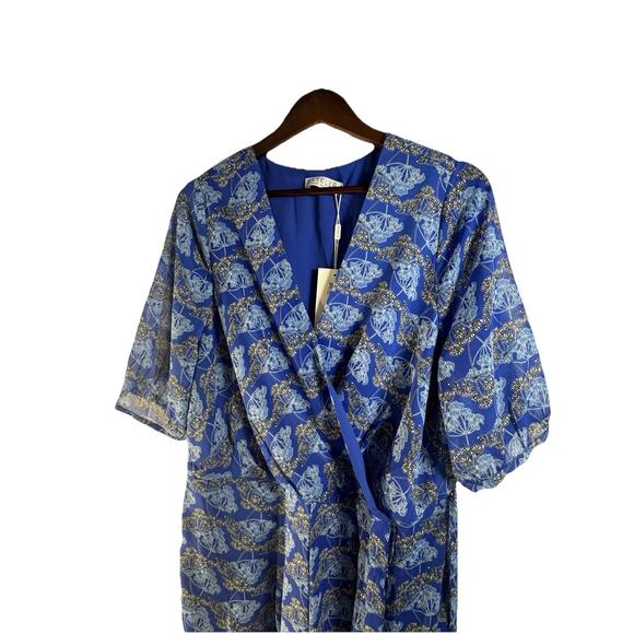 New ESTELLE Floral Flowy Plus Size 1x 16W Wrap V Neck Lined Tiered Dress Resort - Picture 8 of 11